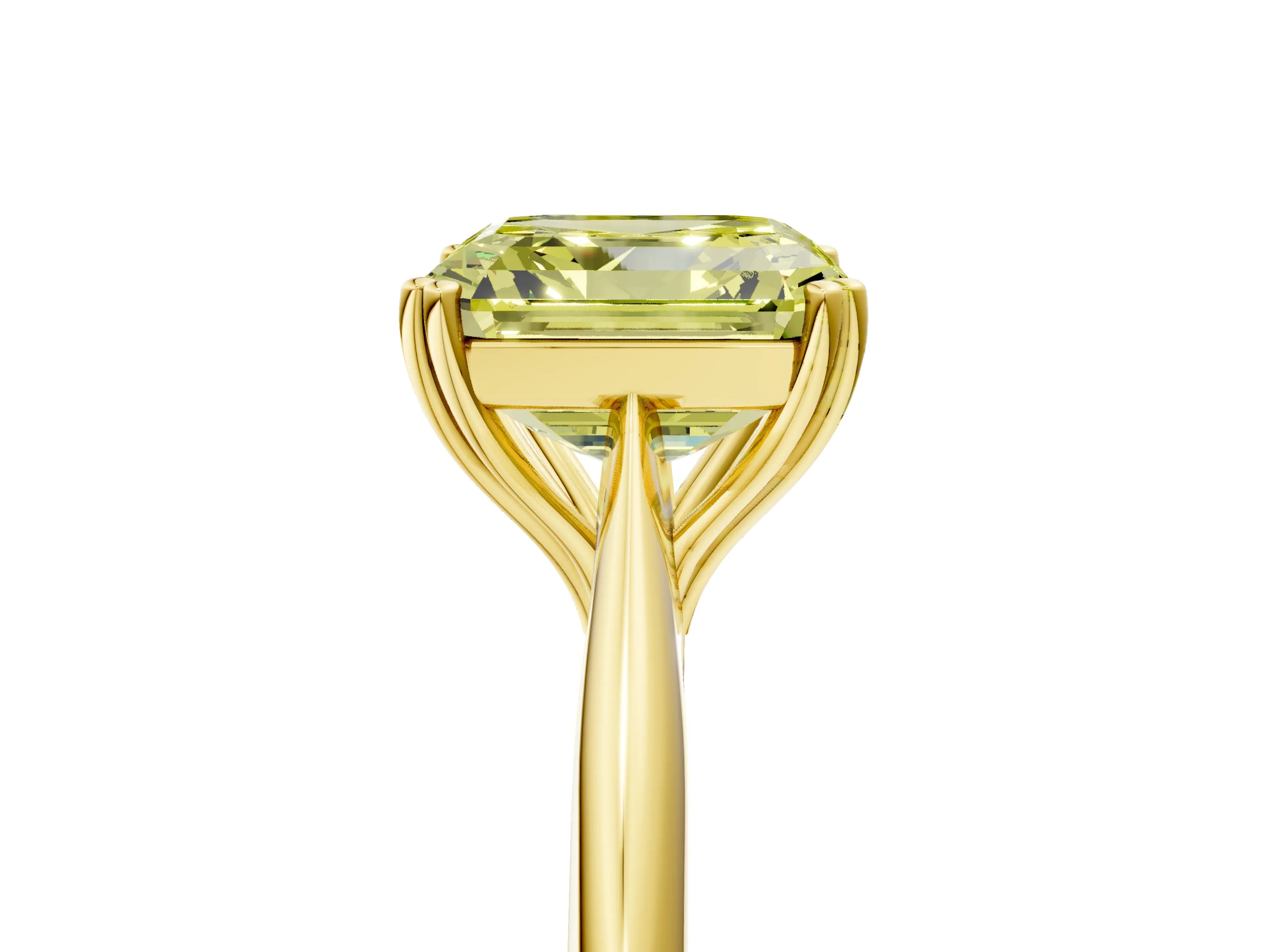 Yellow gold Fancy Yellow Asscher Cut Solitaire Diamond Ring with Six-Prong Setting and Classic Band_5