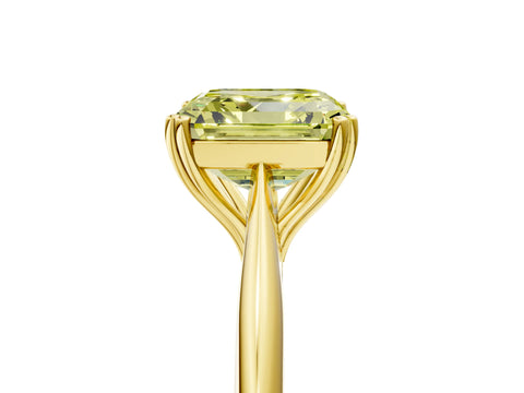 Yellow gold Fancy Yellow Asscher Cut Solitaire Diamond Ring with Six-Prong Setting and Classic Band_5