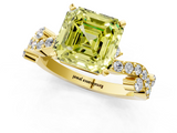 Yellow gold Fancy Yellow Asscher  Cut Solitaire Diamond Twisted Band with Pave Setting_18
