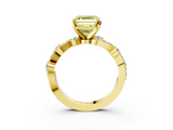 Yellow gold Fancy Yellow Asscher  Cut Solitaire Diamond Twisted Band with Pave Setting_20