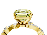 Yellow gold Fancy Yellow Asscher  Cut Solitaire Diamond Twisted Band with Pave Setting_21