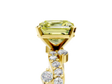 Yellow gold Fancy Yellow Asscher  Cut Solitaire Diamond Twisted Band with Pave Setting_22