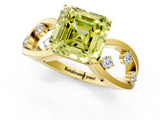 Yellow gold Fancy Yellow Asscher  Cut Solitaire Diamond with Side Stones on Criss-Cross Band and Four-Prong Setting_17