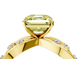 Yellow gold Fancy Yellow Asscher  Cut Solitaire Diamond with Side Stones on Criss-Cross Band and Four-Prong Setting_20