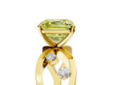 Yellow gold Fancy Yellow Asscher  Cut Solitaire Diamond with Side Stones on Criss-Cross Band and Four-Prong Setting_21
