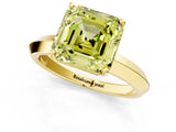 Yellow gold Fancy Yellow Asscher  Cut Solitaire Engagement Ring with Flat Band and Four-Prong Setting 3