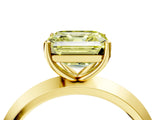 Yellow gold Fancy Yellow Asscher  Cut Solitaire Engagement Ring with Flat Band and Four-Prong Setting