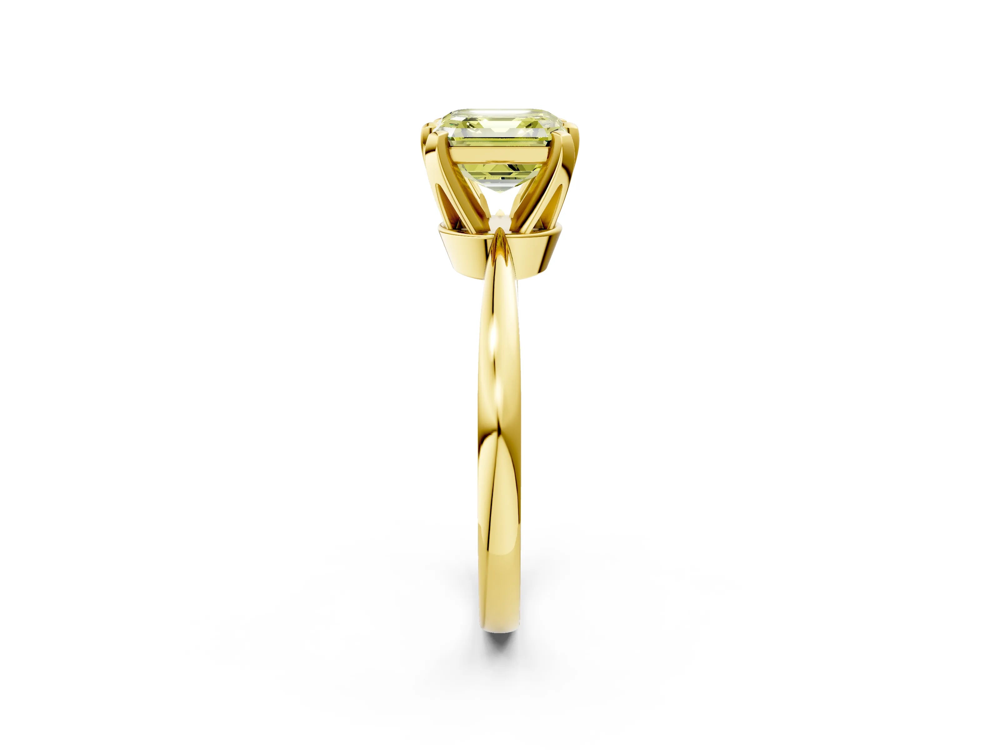 Yellow gold Fancy Yellow Asscher Cut Solitaire Engagement Ring with Six-Prong Setting and Tapered Band_2