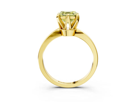 Yellow gold Fancy Yellow Asscher Cut Solitaire Engagement Ring with Six-Prong Setting and Tapered Band_3