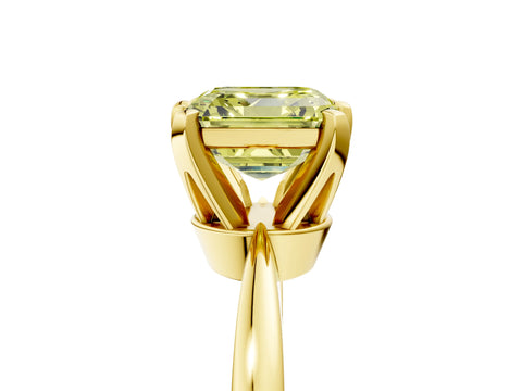 Yellow gold Fancy Yellow Asscher Cut Solitaire Engagement Ring with Six-Prong Setting and Tapered Band_5