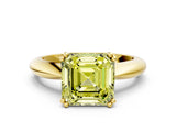 Yellow gold Fancy Yellow Asscher  Cut Solitaire Engagement Ring with Tapered Band and Four-Prong Setting