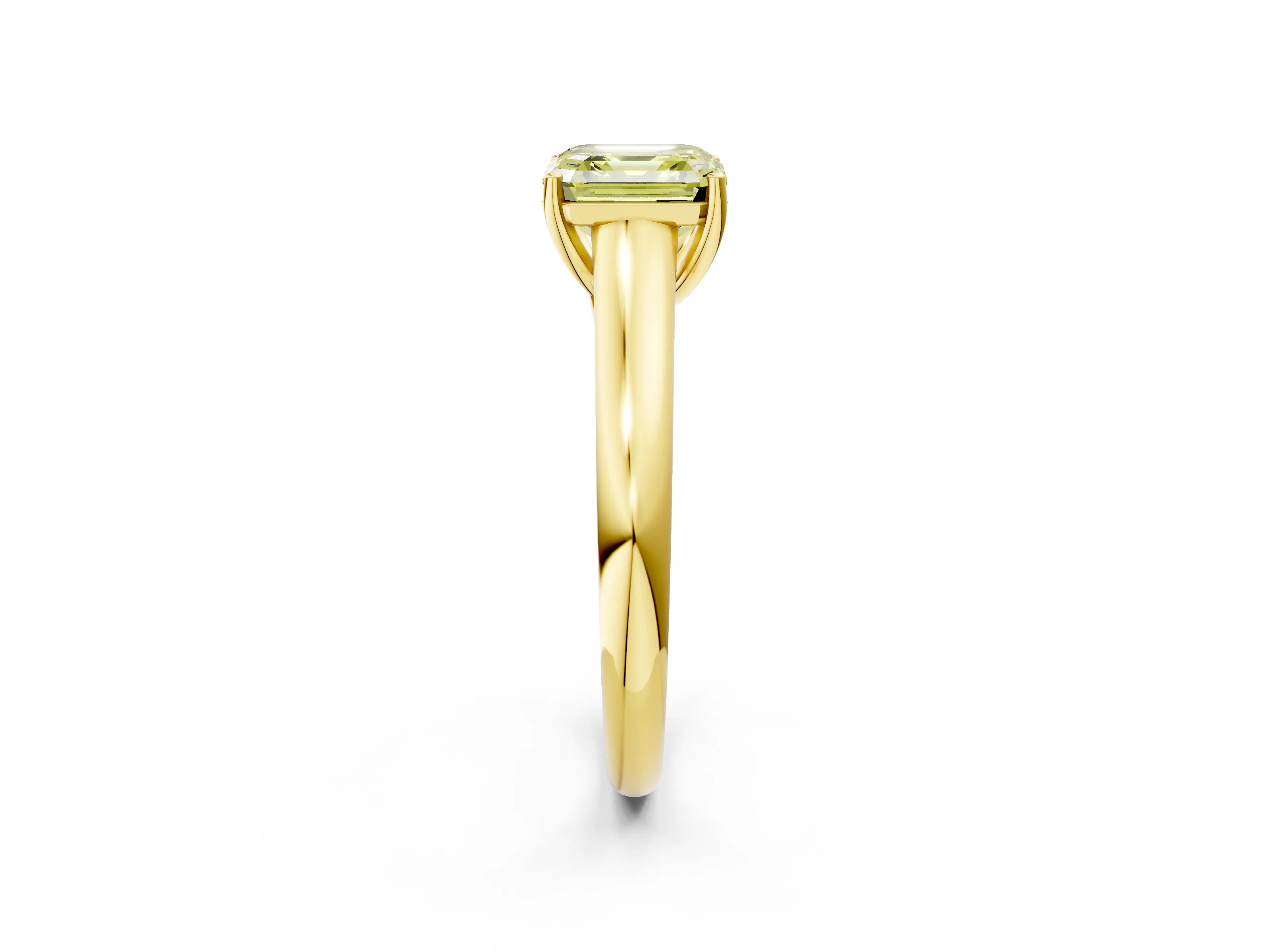 Yellow gold Fancy Yellow Asscher Cut Solitaire Engagement Ring with Tapered Band and Four-Prong Setting_5