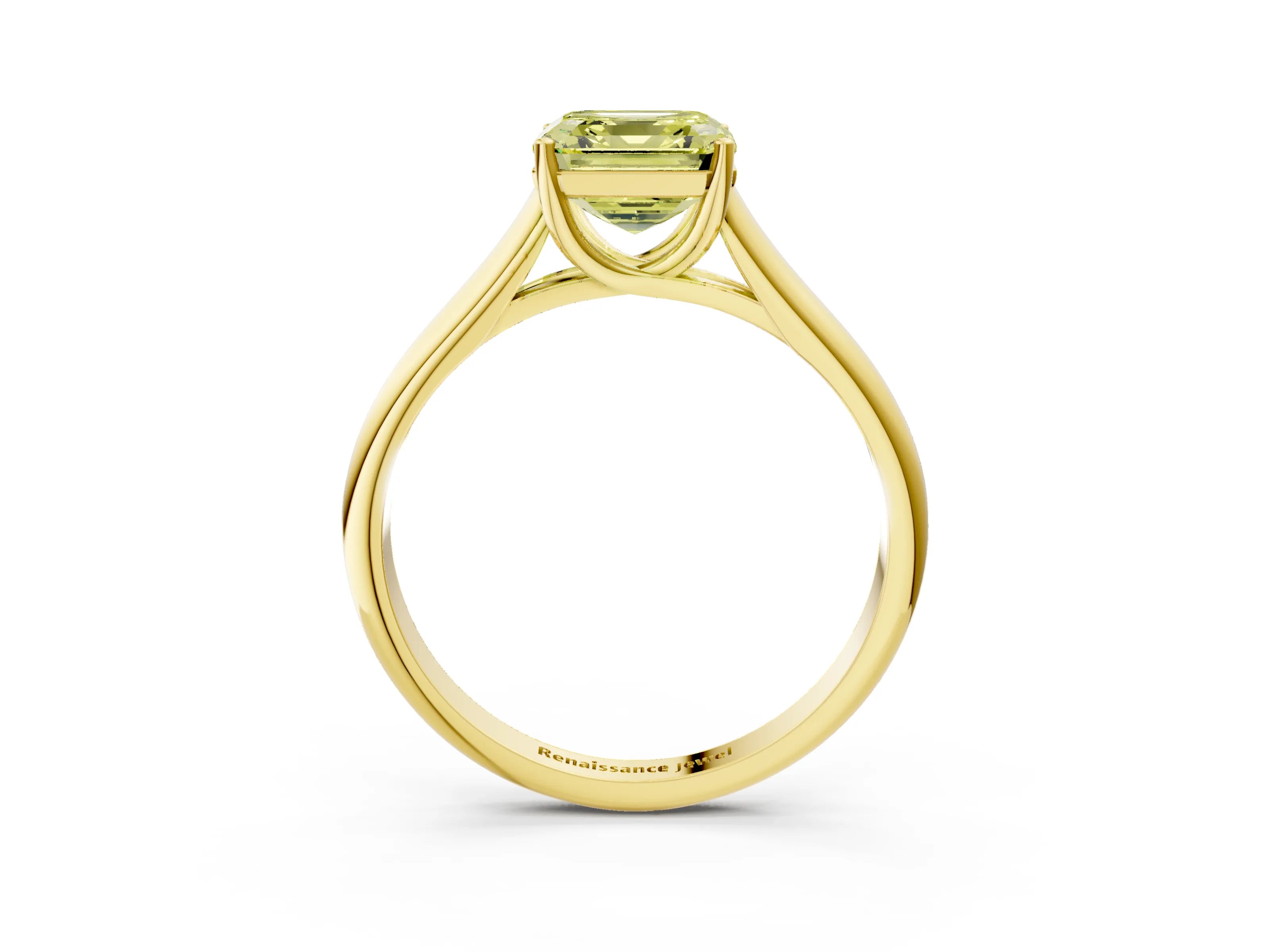 Yellow gold Fancy Yellow Asscher Cut Solitaire Engagement Ring with Tapered Band and Four-Prong Setting_6