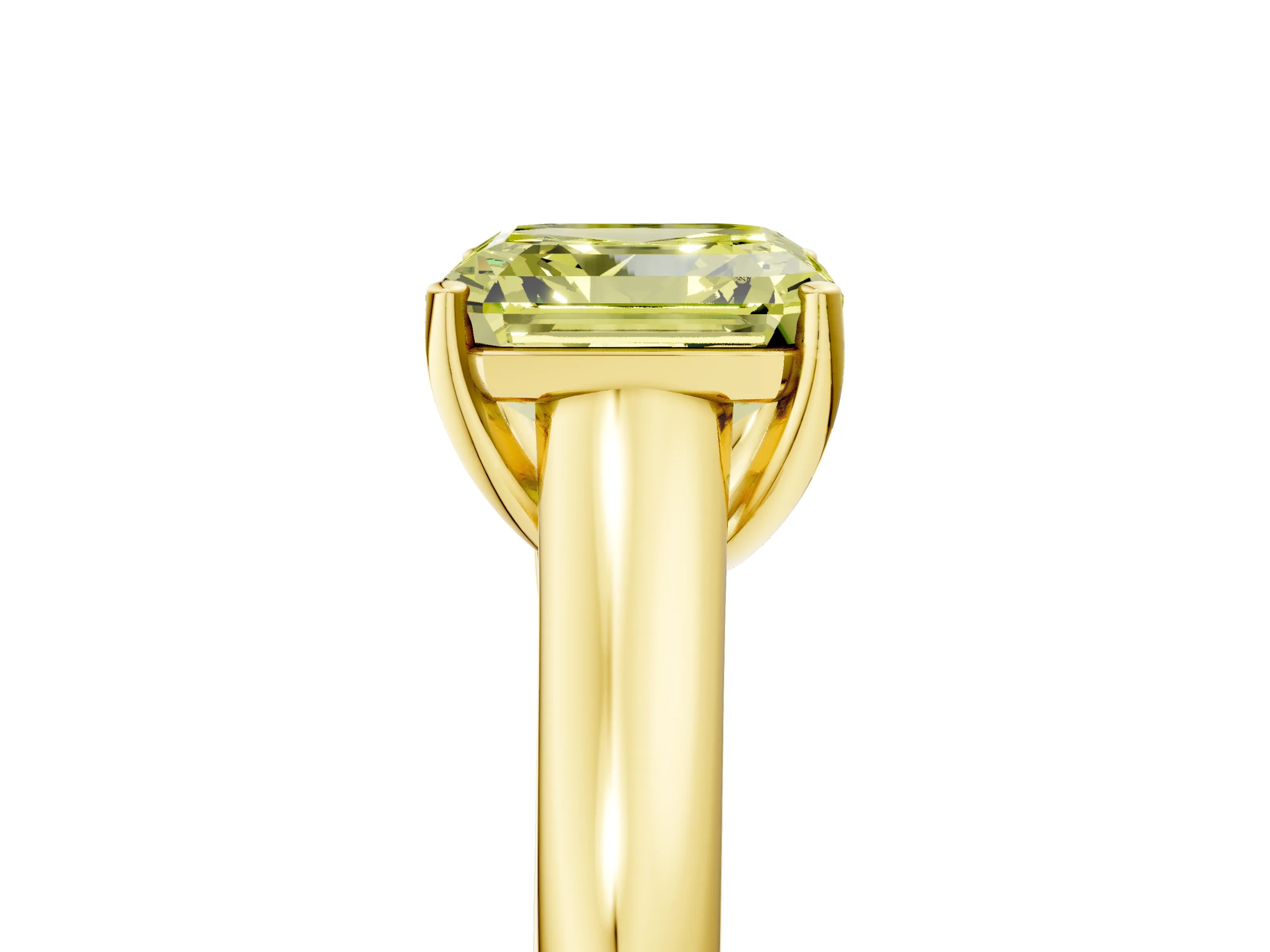 Yellow gold Fancy Yellow Asscher Cut Solitaire Engagement Ring with Tapered Band and Four-Prong Setting_8