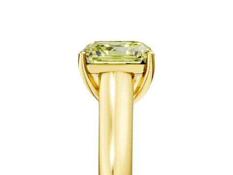 Yellow gold Fancy Yellow Asscher Cut Solitaire Engagement Ring with Tapered Band and Four-Prong Setting_8