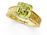 Yellow gold Fancy Yellow Asscher  Cut Solitaire Engraved Band with Four-Prong Setting_1