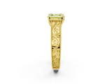 Yellow gold Fancy Yellow Asscher  Cut Solitaire Engraved Band with Four-Prong Setting_2