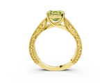 Yellow gold Fancy Yellow Asscher  Cut Solitaire Engraved Band with Four-Prong Setting_3