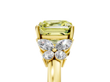 Yellow gold Fancy Yellow Asscher  Cut Solitaire Floral Diamond Ring with Four-Prong Setting_13