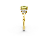 Yellow gold Fancy Yellow Asscher  Cut Solitaire Floral Diamond Ring with Four-Prong Setting_2