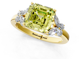 Yellow gold Fancy Yellow Asscher  Cut Solitaire Floral Diamond Ring with Four-Prong Setting_31