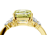 Yellow gold Fancy Yellow Asscher  Cut Solitaire Floral Diamond Ring with Four-Prong Setting_4