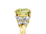 Yellow gold Fancy Yellow Asscher  Cut Solitaire Floral Diamond Ring with Four-Prong Setting_5