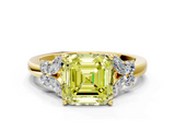Yellow gold Fancy Yellow Asscher  Cut Solitaire Floral Diamond Ring with Four-Prong Setting_8