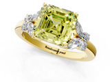Yellow gold Fancy Yellow Asscher  Cut Solitaire Floral Diamond Ring with Four-Prong Setting_9