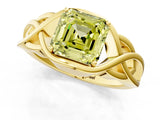 Yellow gold Fancy Yellow Asscher Cut Solitaire Intertwined Band Prong Setting Ring_1