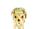 Yellow gold Fancy Yellow Asscher Cut Solitaire Intertwined Band Prong Setting Ring_5
