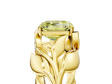 Yellow gold Fancy Yellow Asscher Cut Solitaire Leaf-Inspired Engagement Ring with Prong Setting_17