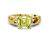 Yellow gold Fancy Yellow Asscher Cut Solitaire Milgrain Leaf Band with Prong Setting_12