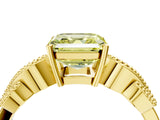 Yellow gold Fancy Yellow Asscher Cut Solitaire Milgrain Leaf Band with Prong Setting_16