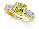 Yellow gold Fancy Yellow Asscher Cut Solitaire Princess Side Stone Engraved Band Prong Setting Ring_1