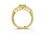Yellow gold Fancy Yellow Asscher Cut Solitaire Princess Side Stone Engraved Band Prong Setting Ring_3