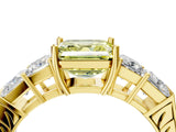 Yellow gold Fancy Yellow Asscher Cut Solitaire Princess Side Stone Engraved Band Prong Setting Ring_4