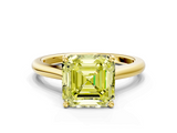 Yellow gold Fancy Yellow Asscher  Cut Solitaire Ring with Cathedral Band and Four-Prong Setting