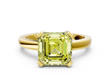 Yellow gold Fancy Yellow Asscher  Cut Solitaire Ring with Four-Prong Setting and Classic Band_17