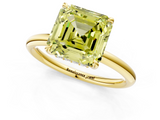 Yellow gold Fancy Yellow Asscher  Cut Solitaire Ring with Thin Band and Four-Prong Setting_18
