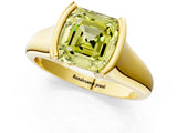 Yellow gold Fancy Yellow Asscher Cut Solitaire Tension Set Diamond Ring with Split Shank Band_1