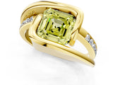 Yellow gold Fancy Yellow Asscher Cut Solitaire Tension-Set Diamond Split Shank Ring_1