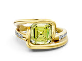 Yellow gold Fancy Yellow Asscher Cut Solitaire Tension-Set Diamond Split Shank Ring_6