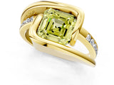 Yellow gold Fancy Yellow Asscher Cut Solitaire Tension-Set Diamond Split Shank Ring_7