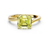 Yellow gold Fancy Yellow Asscher  Cut Solitaire Twist Band Ring with Four-Prong Setting_18
