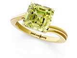 Yellow gold Fancy Yellow Asscher  Cut Solitaire Twist Band Ring with Four-Prong Setting_19