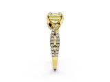 Yellow gold Fancy Yellow Asscher Cut Solitaire Twist Pave Diamond Engagement Ring with Prong Setting_2
