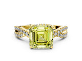 Yellow gold Fancy Yellow Asscher Cut Solitaire Twist Pave Diamond Engagement Ring with Prong Setting_24