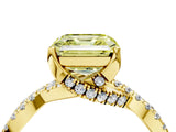Yellow gold Fancy Yellow Asscher Cut Solitaire Twist Pave Diamond Engagement Ring with Prong Setting_4