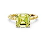 Yellow gold Fancy Yellow Asscher  Cut Solitaire Twisted Band with Four-Prong Setting_29